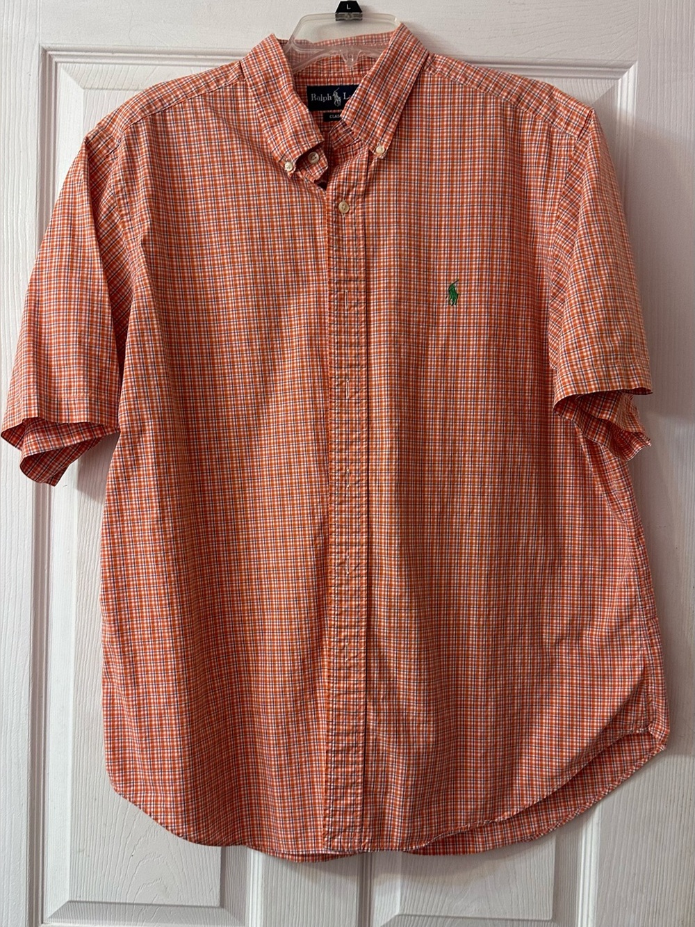 Ralph Lauren Classic Fit Men’s XL Orange Plaid Short Sleeve Button Down Shirt